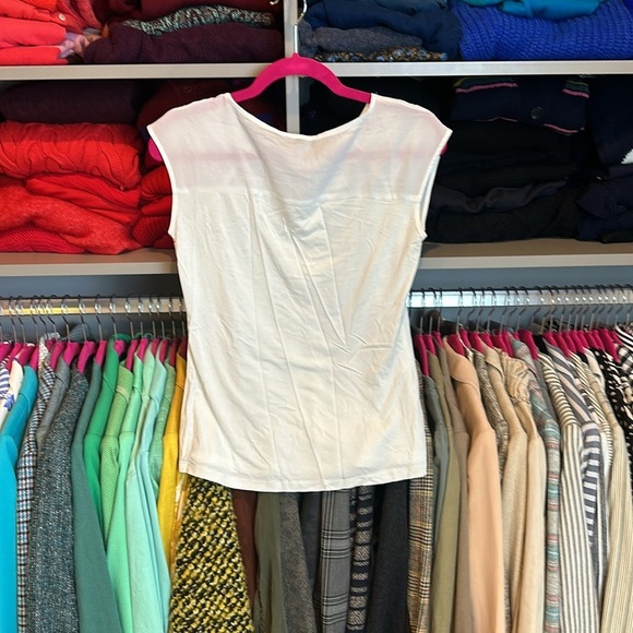 The Limited ivory sleeveless pleated front embroidered blouse size XS - Picture 3 of 3